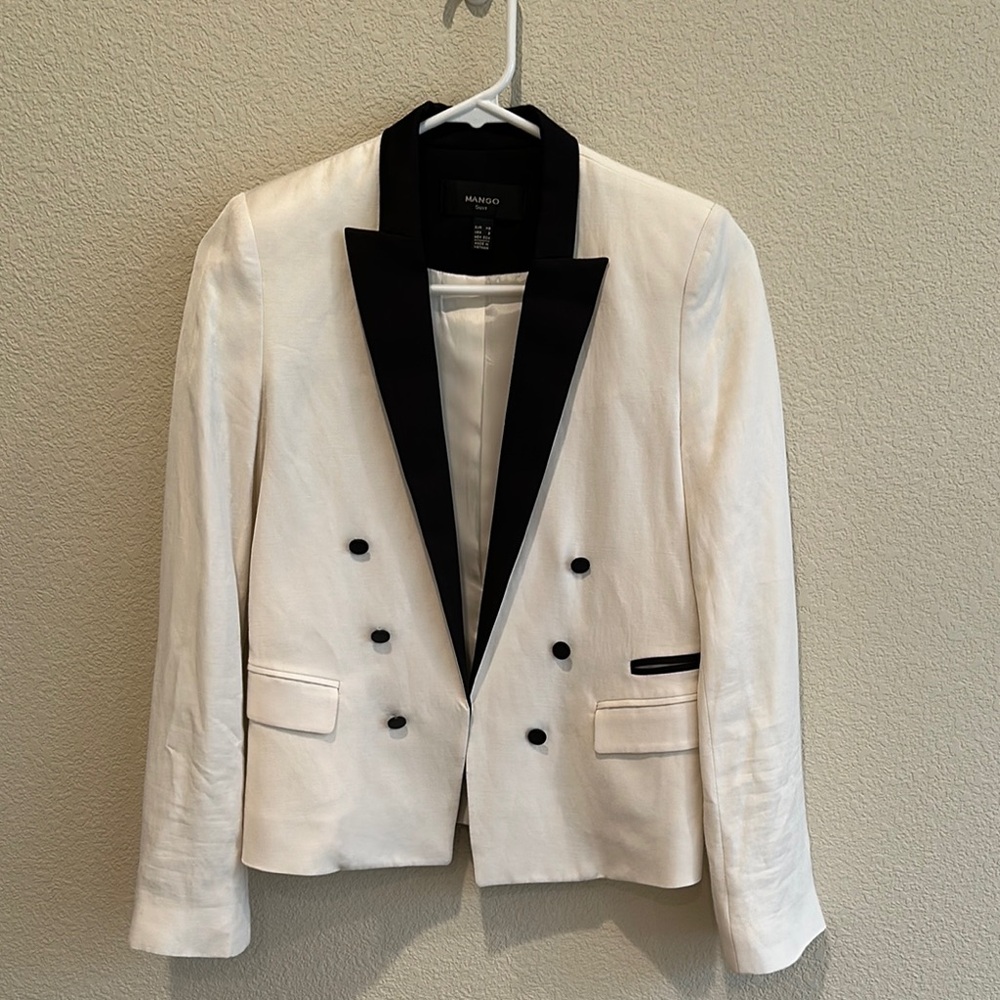 Mango Women’s White Blazer with Black Accents